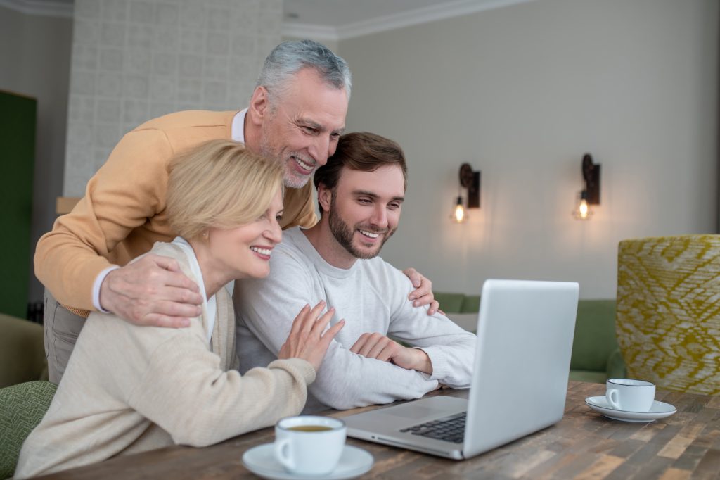 Family spending time together and feeling happy